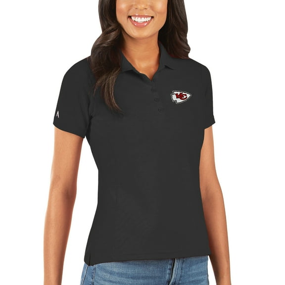 Women's Antigua Black Kansas City Chiefs Legacy Pique Polo