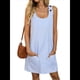 thumbnail image 1 of Vestido de Verano para Mujer, Sin Mangas, con Bolsillos, Informal, Corto, Corte A, Cuello Redondo, 2025, Azul, Talla L, 1 of 9