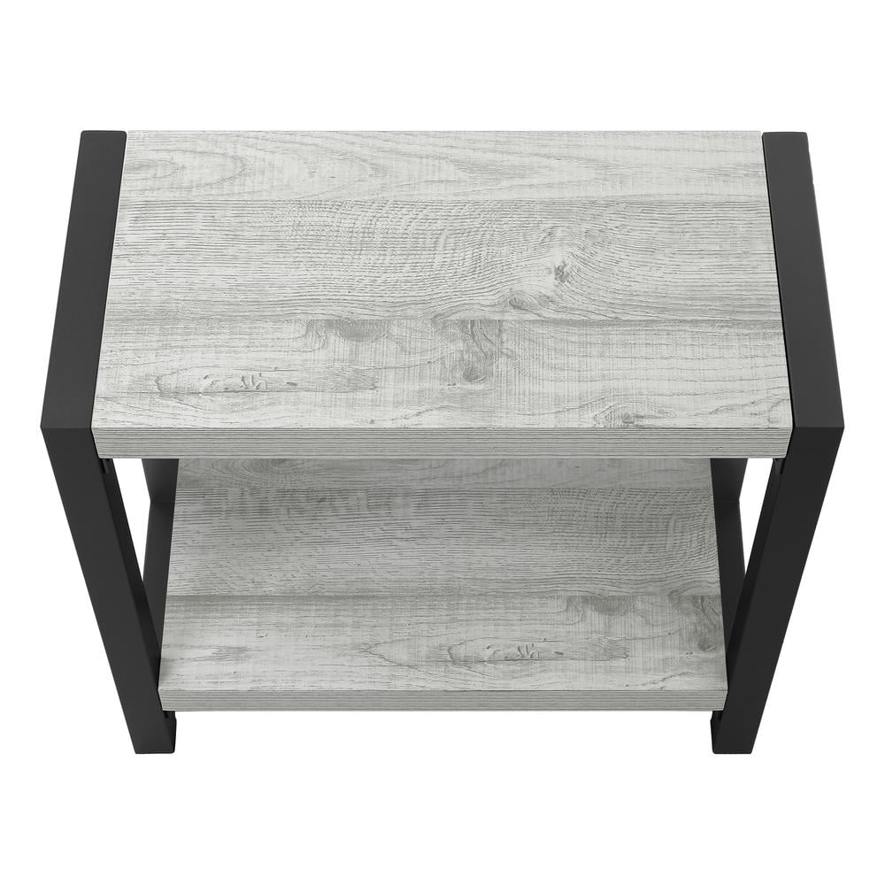 Accent Table Side End Narrow Small 2 Tier Bedroom Metal Grey