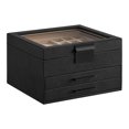 thumbnail image 1 of SONGMICS Caja de Joyas, Caja Joyero de 3 Niveles, Estuche de Joyería, con 2 Cajones, Tapa de Cristal, Amplio Espacio, Negro Grafito y Plata, 1 of 5