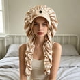 thumbnail image 5 of Satin Sleeping Cap for Long Hair - Extra Long, Adjustable 100% Polyester Satin Hair Protection Bonnet for Braids Dreadlocks Curly Hair Beige, 5 of 5