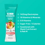 TruLabs Hydrate Powders Peach Mango, Electrolyte Drink Mix, 16 Stick Packets