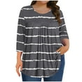 thumbnail image 2 of LiMoi Women Summer Blouses Cheap orderQuarter Length Sleeve Tops for Women Plus Size Oversized Tshirts for Women Summer Striped Shirts for Women items ordered by me, 2 of 6