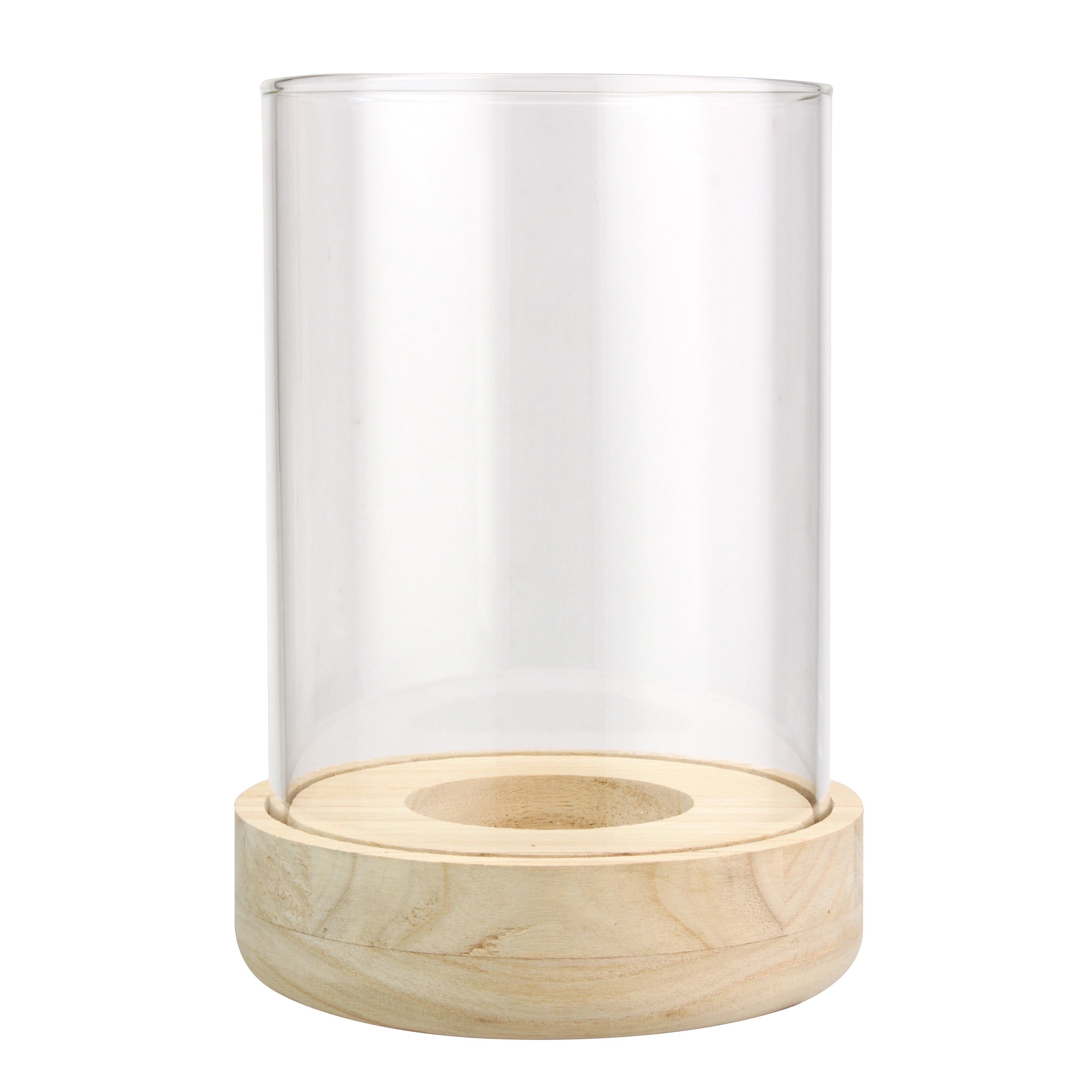 Better Homes & Gardens Wood and Glass Hurricane Candle Holder
