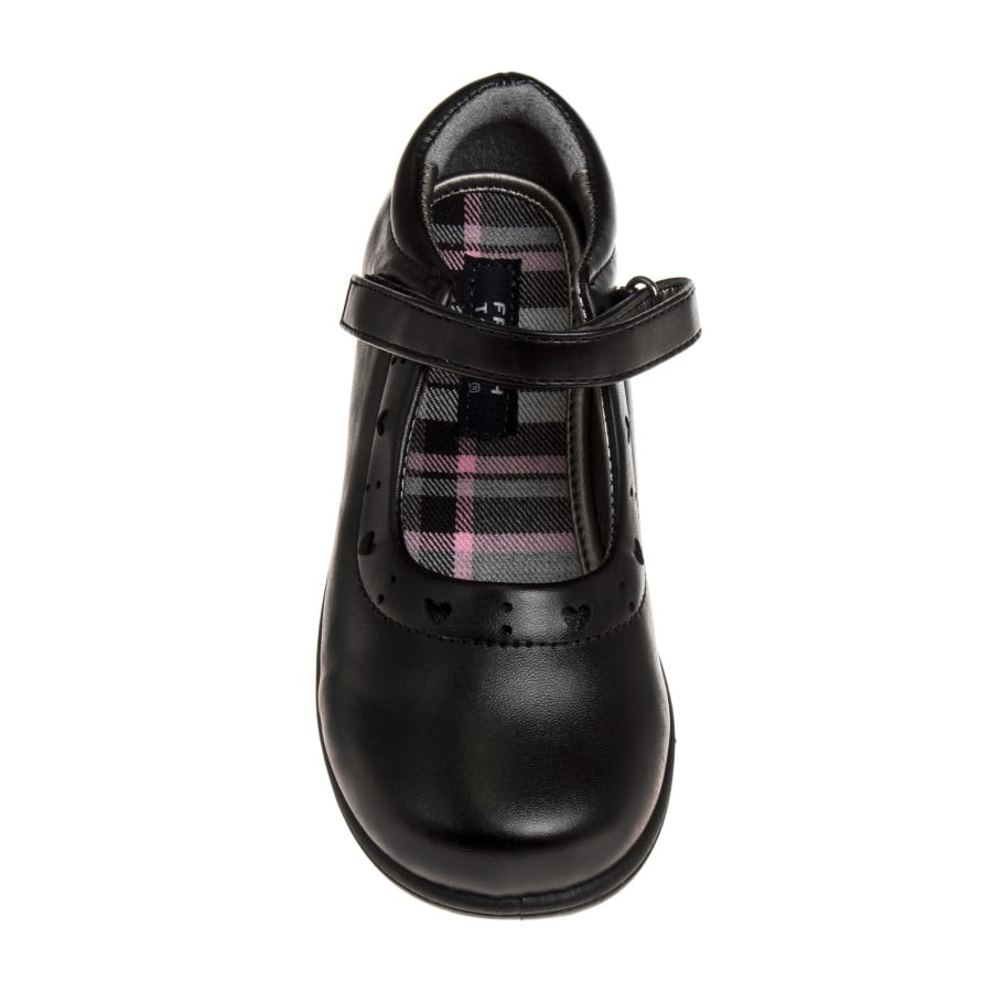 French Toast Little Kids Girls' Faux Leather Hook & Loop School Shoes - Black, 9