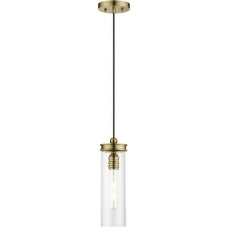 

1 Light Mini Pendant in Industrial Style-19 inches Tall and 5.13 inches Wide-Antique Brass Finish Bailey Street Home 218-Bel-4828725