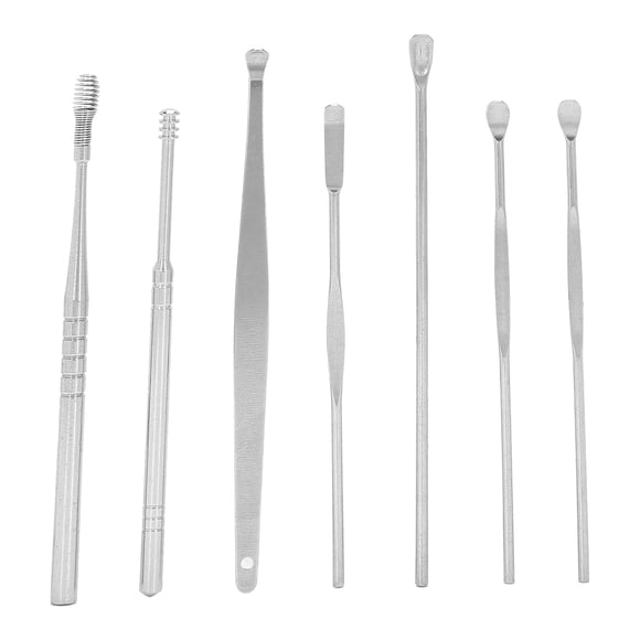 Fugacal 7 Piezas Juego de Herramientas de Limpieza de Cera de Orejas Kit de Eliminación de Cera de Orejas Kit de Herramientas de Limpieza de Orejas Limpiador(Plata) Fugacal No se aplica