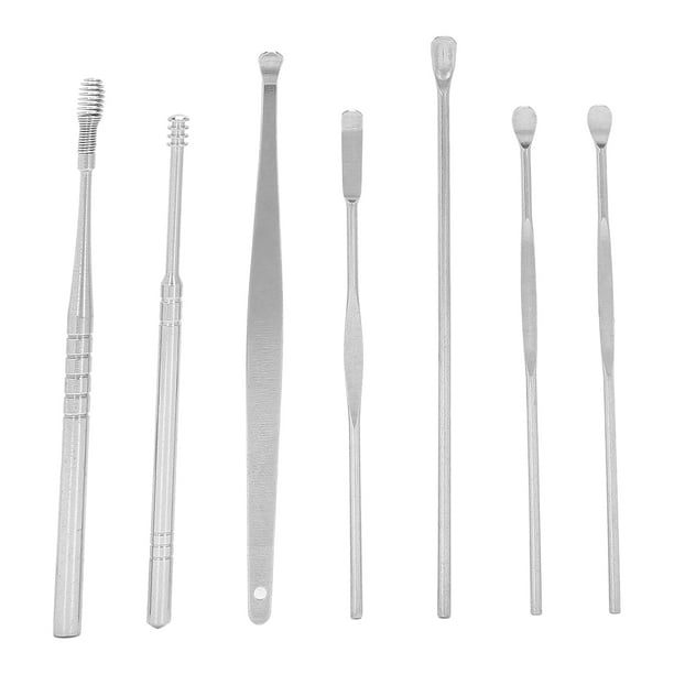 Fugacal 7 Piezas Juego de Herramientas de Limpieza de Cera de Orejas Kit de Eliminación de Cera de Orejas Kit de Herramientas de Limpieza de Orejas Limpiador(Plata) Fugacal No se aplica
