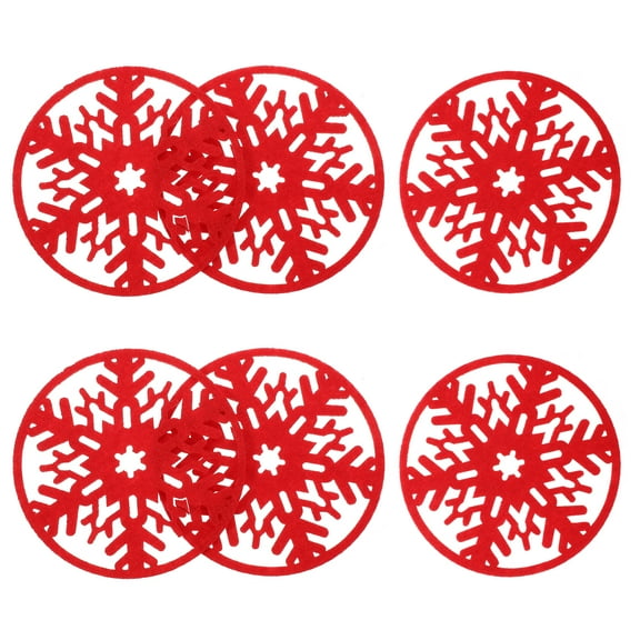 6 Pcs Christmas Snowflake Coasters Christmas Coasters Xmas Felt Coaster Cup Mat Christmas Decorations Round Coaster