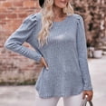thumbnail image 5 of WREESH Womens Loose Crewneck Sweatshirt Fashion Round Neck Color Long Sleeve Blouse Light Blue, 5 of 7