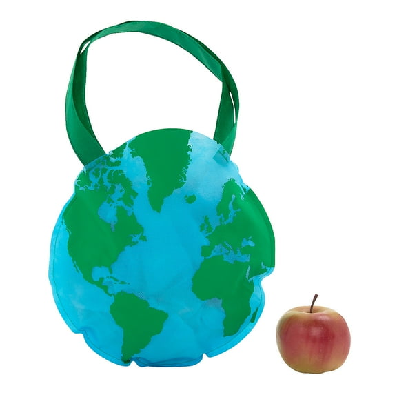 Medium Earth-Shaped Tote Bags, Apparel Accessories, Birthday, Party Favors, 12 Pieces