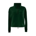 thumbnail image 5 of Jalioing Women's Crop Sweatshirts Fashion Trendy Solid Long Sleeve Stand Collar Half Zip Pullover Tops with Pocket, 5 of 7