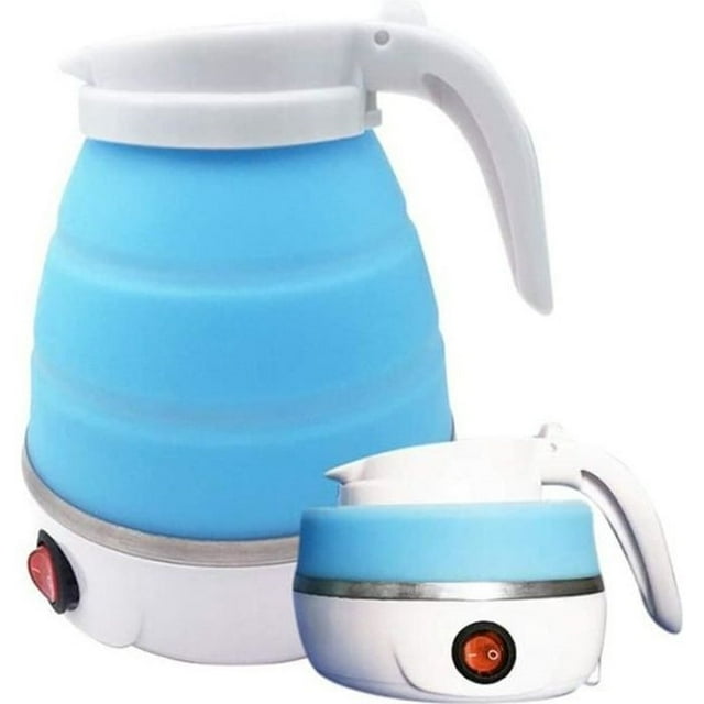 Foldable Kettle 0.6L 600w Silicone Travel Kettle,Mini Portable Kettle for Travel-Blue