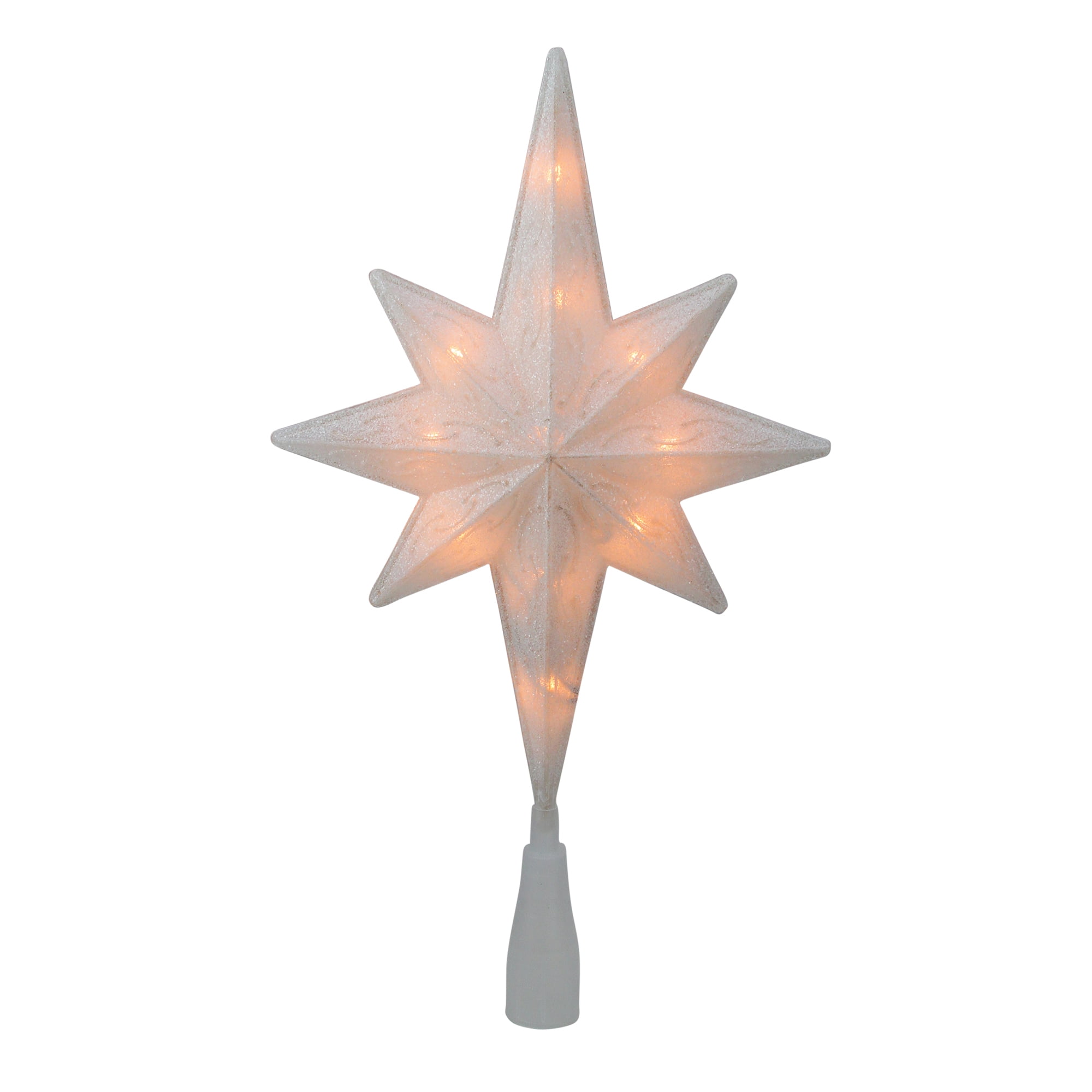 11.75" PreLit White Glitter with Gold Scrolling Star of Bethlehem