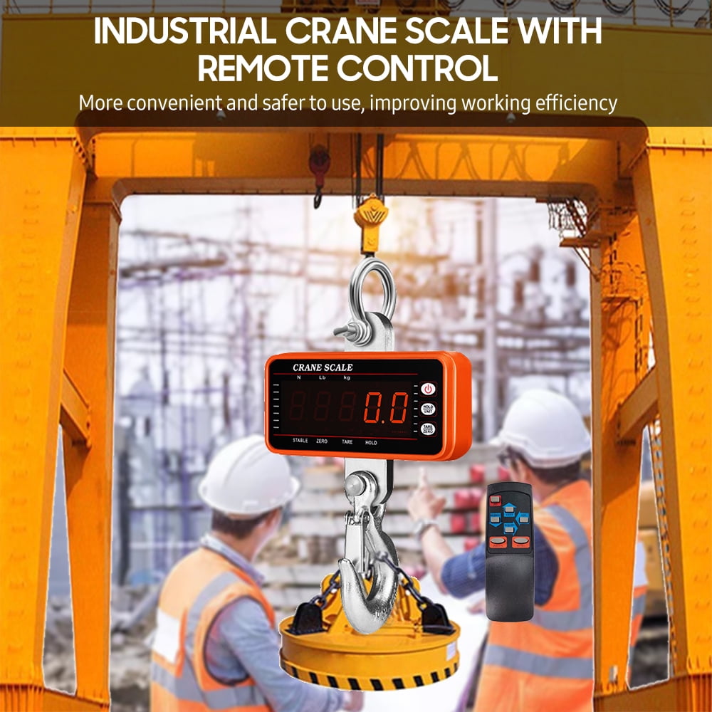 iMeshbean Portable Digital Crane Scale,High Precision 1000KG 2000LBS 1T Heavy Duty Industrial Digital Smart Hanging Scales Weighing Hook LED Display with Remote for Fishing Cattle Bow Caps Luggage