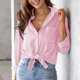 thumbnail image 4 of Blusas con estampado de botones y cuello vuelto de manga larga a la moda informal para mujer Pompotops  FGAJ21310, 4 of 6