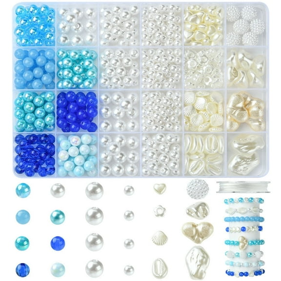 DIY Round Acrylic & Plastic Imitation Pearl Beads Bracelets Jewelry Making Kits Mixed Color 6~25x0.8~23x0.8~12mm Hole: 1~2.3mm