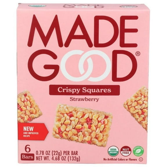 Madegood Organic Strawberry Crispy Squares 6 x 0.78 oz Pack of 2