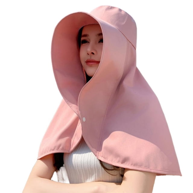 /All Round Sun Protection Hat Womens Large Brim Shawl Neck Protection Hat