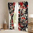 thumbnail image 3 of Manfei Anime Geisha Koi Black Out Curtains for Girls, Red Sun Cloud Curtains Pack of 2 (42x63 Each), Black Red White, 3 of 6