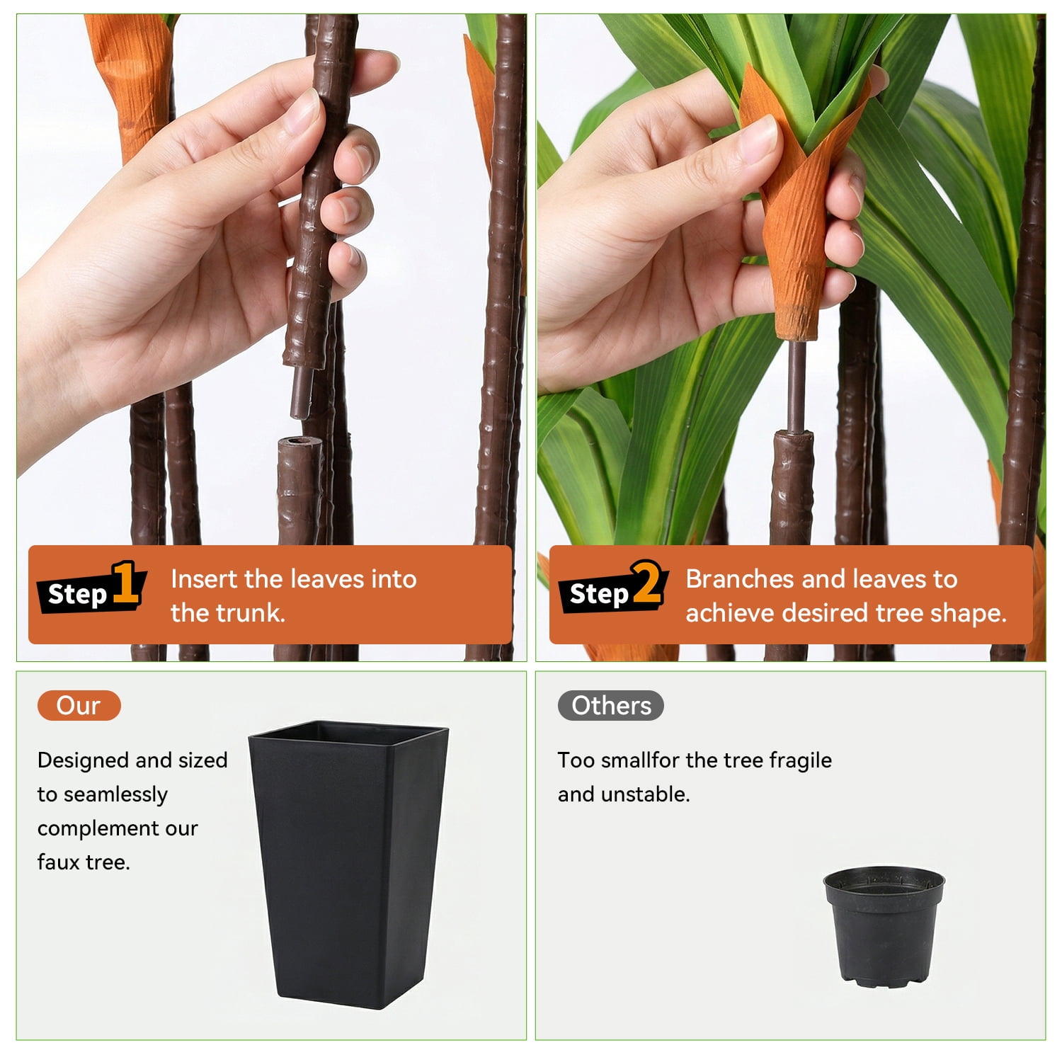 NOVAROOT Artificial Dracaena Tree 5FT, Faux Tree with Black Tall Planter, Fake Tropical Floor Plant, Artificial Silk Tree for Home Office Living Room Decor Indoor
