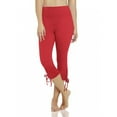 thumbnail image 4 of Htigea Under $10 High Waisted Capri Leggings for Women Casual Workout Yoga Pants Stretchy Slim Fit Capris with Bottom Drawstring Soft Comfortable Summer Clothing Red S, 4 of 9