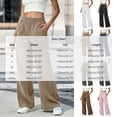 thumbnail image 3 of Bnwani Women Pants, straight-leg Daily Elastic Waist Fashion Trousers with Pockets, 3 of 9