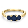 thumbnail image 3 of Gem Stone King 10K Yellow Gold Blue Sapphire Engagement Ring for Women | 1.30 Cttw | Round 5MM | Gemstone September Birthstone | Size 7, 3 of 6