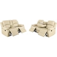 thumbnail image 3 of Bonded Leather Living Room Furniture Set Reclining Sofa Set Loveseat Furniture Sets in Living Room Sofa Recliners (Sofa+Loveseat, Beige), 3 of 12