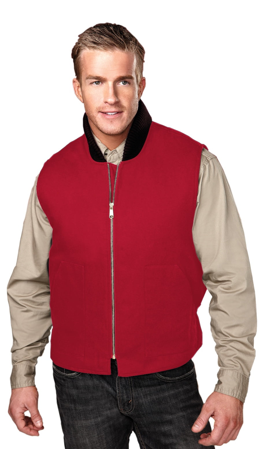 TriMountain Lodestar 4400 Cotton Canvas Vest, Medium, Red/Black