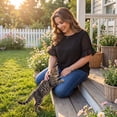 thumbnail image 3 of Agnes Orinda Women's Plus Size Top Swiss Dots Blouse Round Neck Ruffle Sleeve Casual Tee Shirt 3X Black, 3 of 8