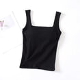 thumbnail image 3 of Fanxing Women's Cotton Tank Top with Build in Bra Adjustable Wider Strap Camisole Basic Cami Tanks Black,XL, 3 of 5