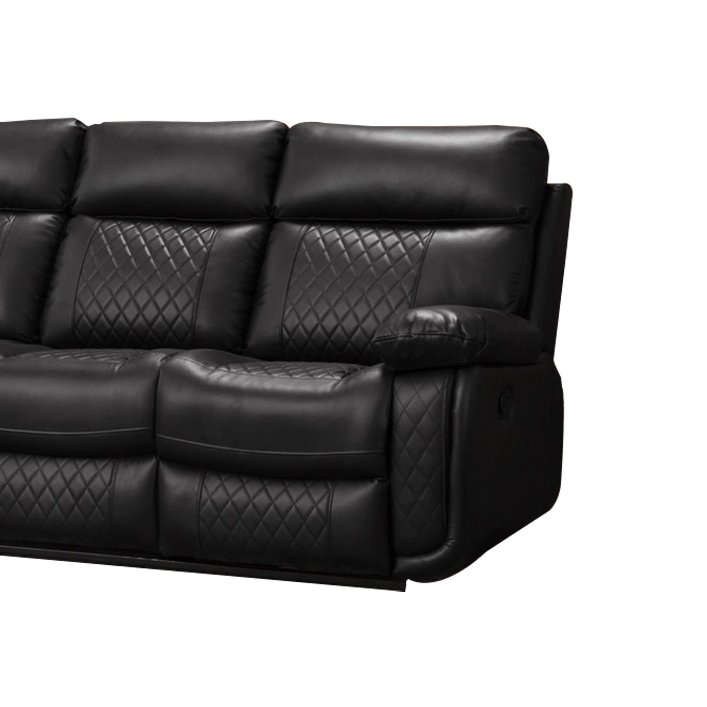 Contemporary Living Room Faux Leather Upholstered Sofa, Black