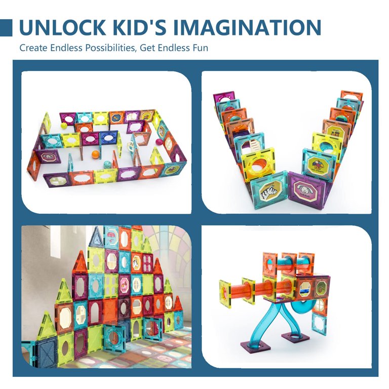 LTKFFFdp Magnetic Building Blocks Toys for Kids Ages 4-8-12 with Ball Track  Educational STEM