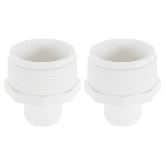 Uxcell 2 Pack Garden Hose Adapter, Male 1.5" NPT x 3/4" GHT Garden Hose Fitting, White