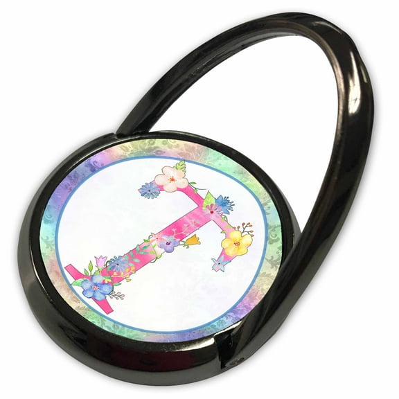 3dRose, Pretty Whimsical Pink Flower Monogram Initial T, Phone Ring