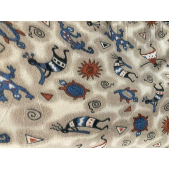 Lilly Craft Kokopelli Southwestern Native Print Fleece Fabric 58-60" Wide Sold by the Yard
