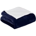 thumbnail image 2 of Soft Micromink Sherpa Throw Blanket - Full or Queen, Navy Blue, 2 of 7