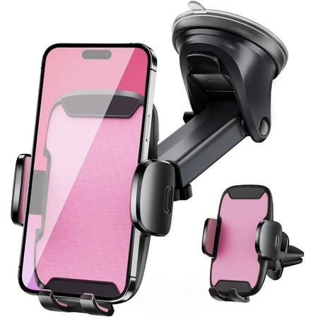 YOOVEE Car Phone Holder - Upgraded 360° Rotatable for Dashboard, Windshield & Air Vent Mount for 4.0"-7.0" Phones (iPhone, Google Pixel, Samsung Galaxy, Motorola, Huawei), Pink