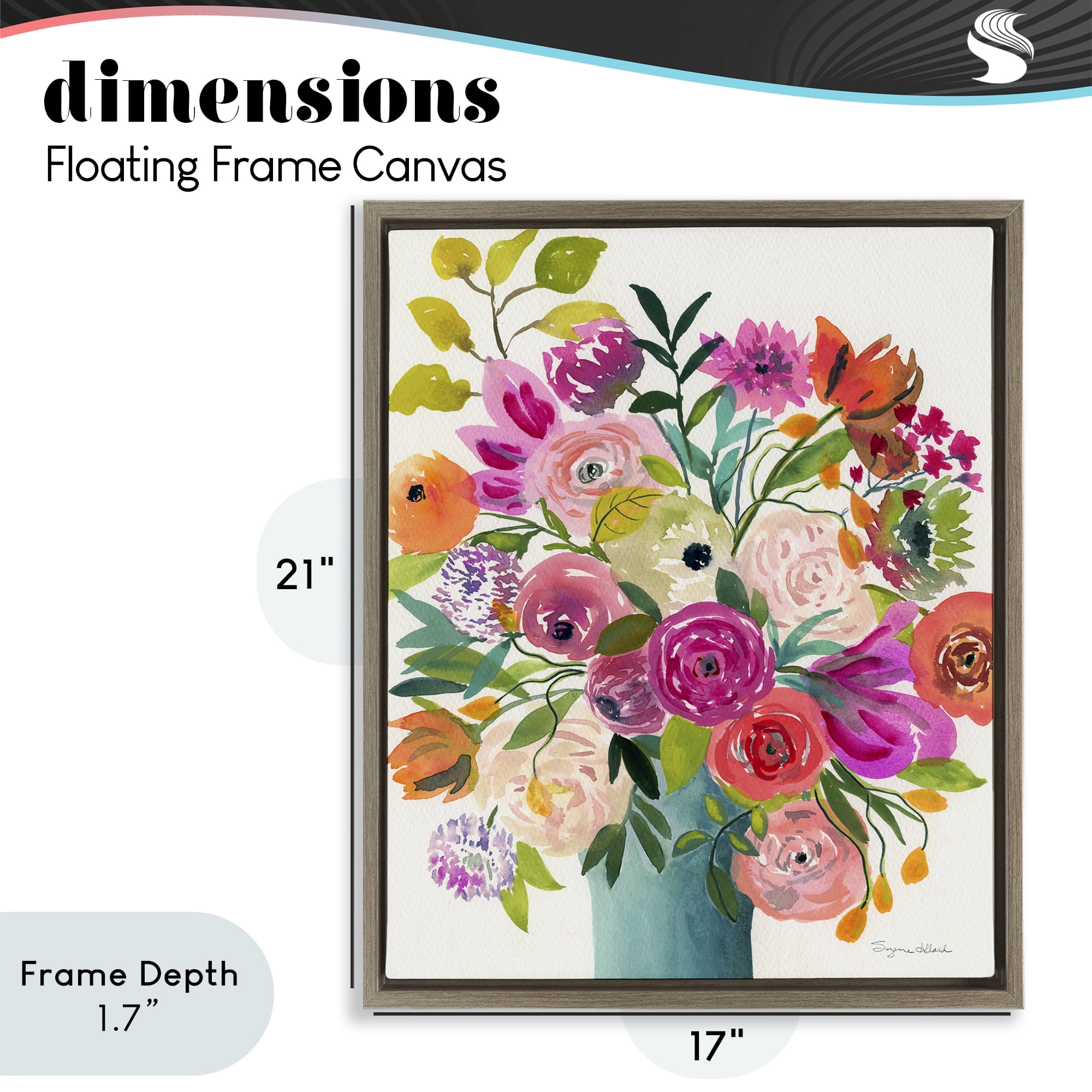 Stupell Industries Jewel Of Summer Bouquet Brown Framed Floater Canvas Wall Art, design by Suzanne Allard