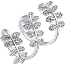 FindChic Leaf Cluster 18K Gold/Platinum Plated Long Statement Rings for Women CZ Simulated Diamond Stackable Adjustable Knuckle Cuff Rings for Women, with Gift Box