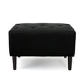 thumbnail image 2 of Black Velvet Ottoman Foot Rest for Living Room, Tufted Upholstered Footstool with Birch Wood Legs, 2 of 12