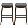 thumbnail image 5 of Gymax Set of 2 Nailhead Saddle Bar Stools 29'' Pub Chairs with Rubber Wood Legs Brown, 5 of 9