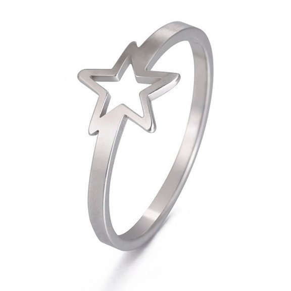 Glossy Star-shaped Simple Fashion Stainless Steel Women's Ring