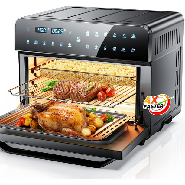CalmDo 26.3QT/25L Air Fryer Toaster Oven, Oven Countertop, & Broil, 12-in-1 Air Fryer Convection Toaster Oven Combo, Digital Control Multifunction Pizza Oven, Black Stainless - Walmart.com