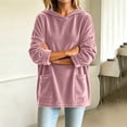thumbnail image 5 of BRGZLK Oversized Velvet Hoodies for Women Trendy Y2K Long Sleeve Loose Fit Soft Warm Pullover Tops with Pockets Solid Color Fall Winter Clothes Pink XL, 5 of 6