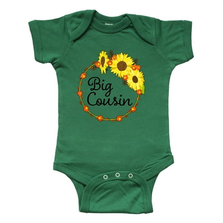 

Inktastic Big Cousin Sunflower Wreath Gift Baby Boy or Baby Girl Bodysuit