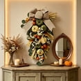 thumbnail image 5 of WWC Fall Teardrop Wreath, Artificial Maple Leaf Bow Door Hanging with Pumpkins and Berries, Autumn Thanksgiving Decor for Front Door and Wall, 5 of 7