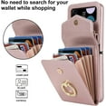 thumbnail image 4 of Phone Case for Samsung Galaxy Z Flip 3 5G 2021 Wallet Cover with RFID Blocking Ring Crossbody Wrist Strap Stand Credit Card Holder Leather Cell Accessories ZFlip3 Z3 Flip3 3Z Women Rose Gold, 4 of 6