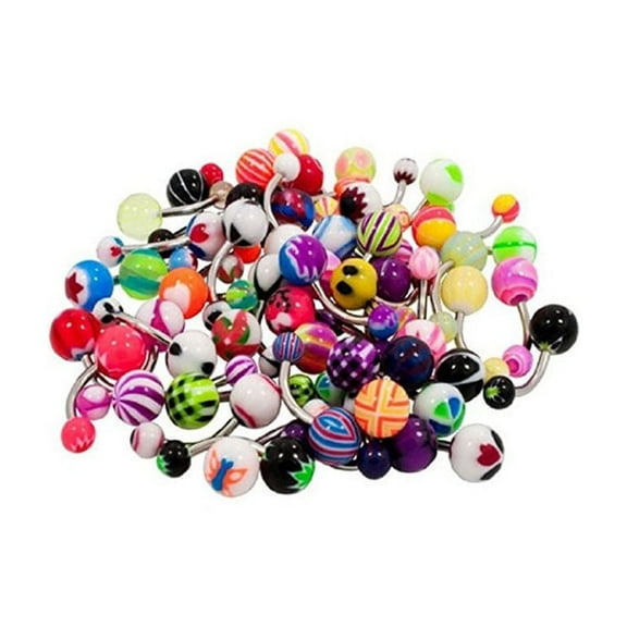 Lot of 20 14G Belly Button Rings Surgical Steel Piercing Jewelry No Duplicates